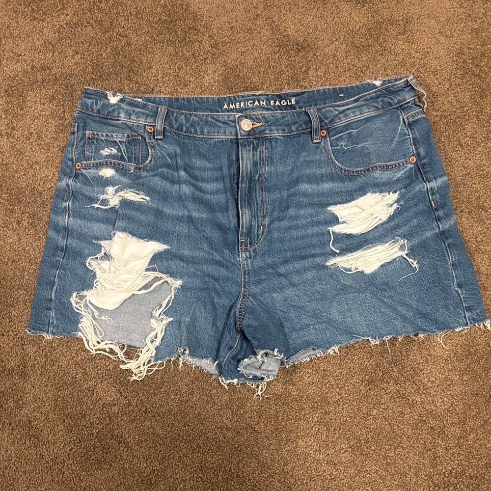 American Eagle Outfitters Blue Distressed Jean Shorts